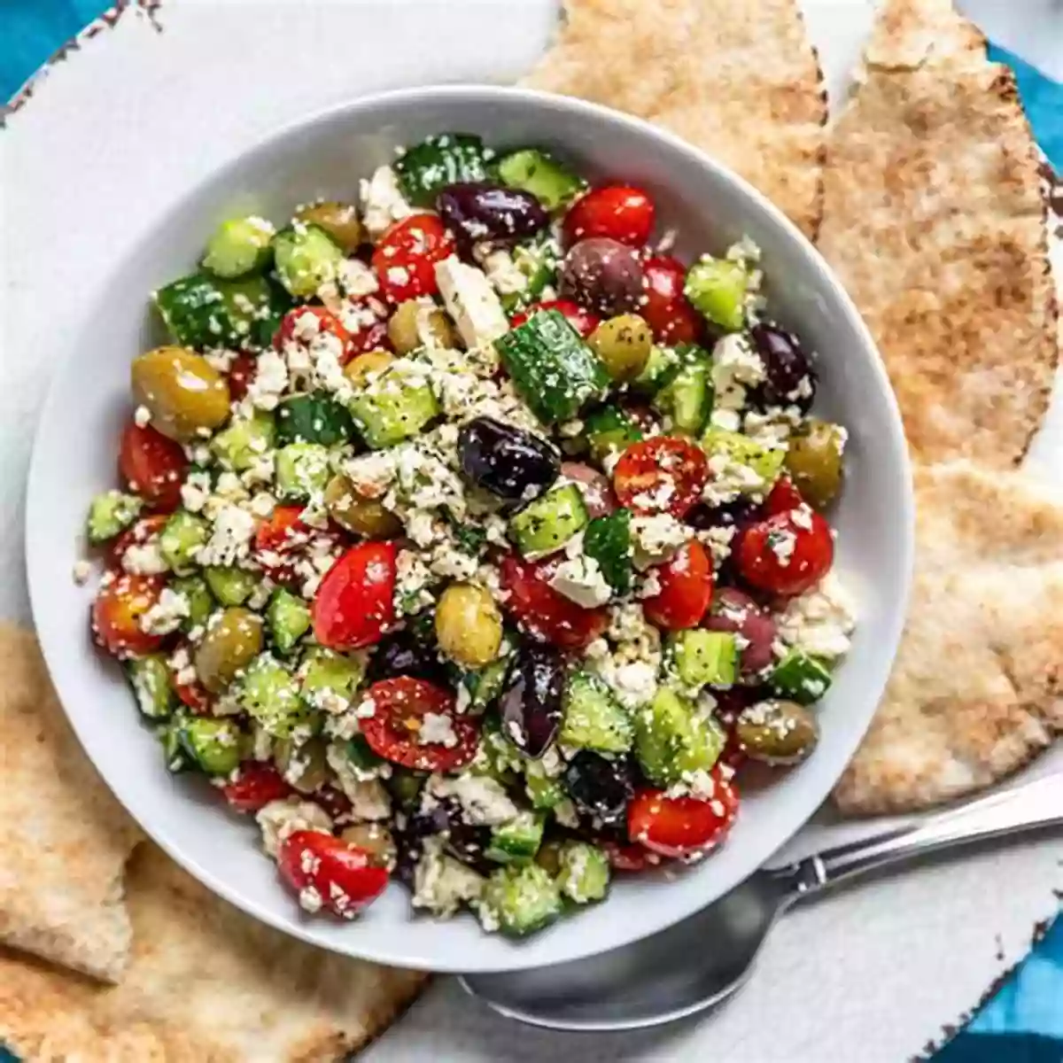 A Fresh And Colorful Greek Salad With Feta Cheese And Olives The Delicious Homemade Greek Food: The Greek Recipes Collection You Will Love