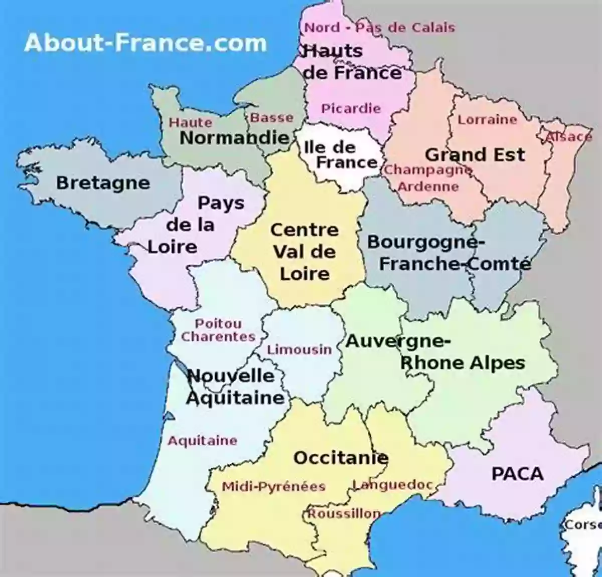 A Map Of France Depicting The Different Provinces French Countryside Cooking: Inspirational Dishes From The Forests Fields And Shores Of France