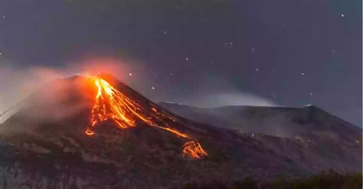 A Stunning Aerial View Of A Volcano Spewing Molten Lava Into The Sky Geography:: Volcanoes William G Moseley