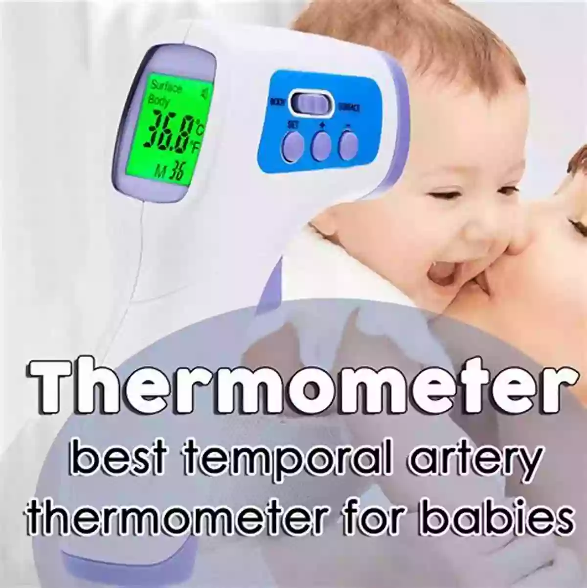 Doctor Using A Temporal Artery Thermometer On A Patient's Forehead Non Invasive Thermometry Of The Human Body