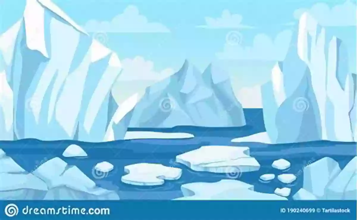 Illustration Of A Frozen Arctic Landscape With Massive Glaciers And Icebergs Ice Age 2050s Ice Age 2050s Certified: Illustrated Science Exploration