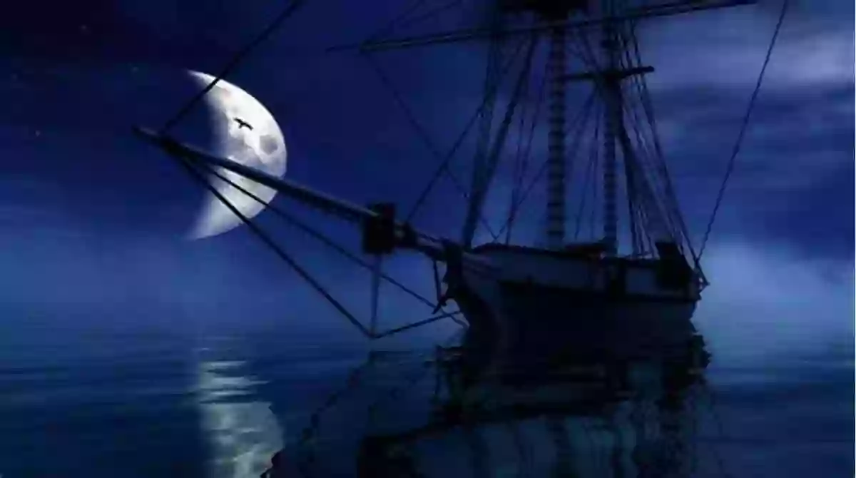 Illustration Of A Mysterious Ghost Ship Sailing Towards A Lighthouse Under A Moonlit Sky Lighthouse Lullaby Kelly Paul Briggs