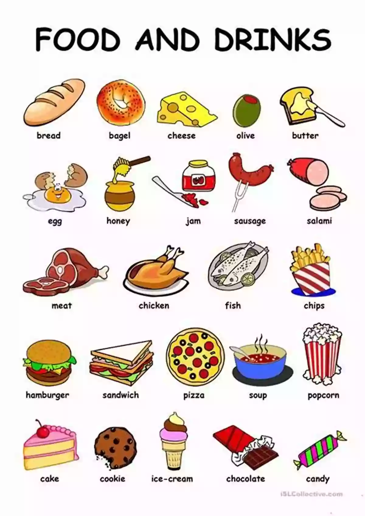 Illustration Of Food Vocabulary From Food Comida Xist Kids Food / Comida (Xist Kids Bilingual Spanish English)