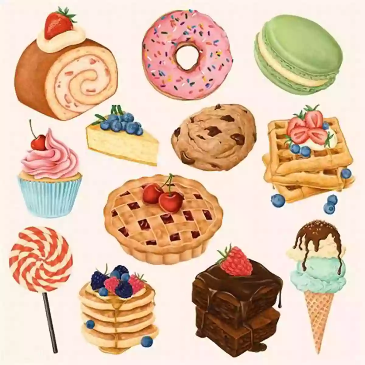 Illustration Of Various Desserts Food/La Comida (WordBooks/Libros De Palabras)