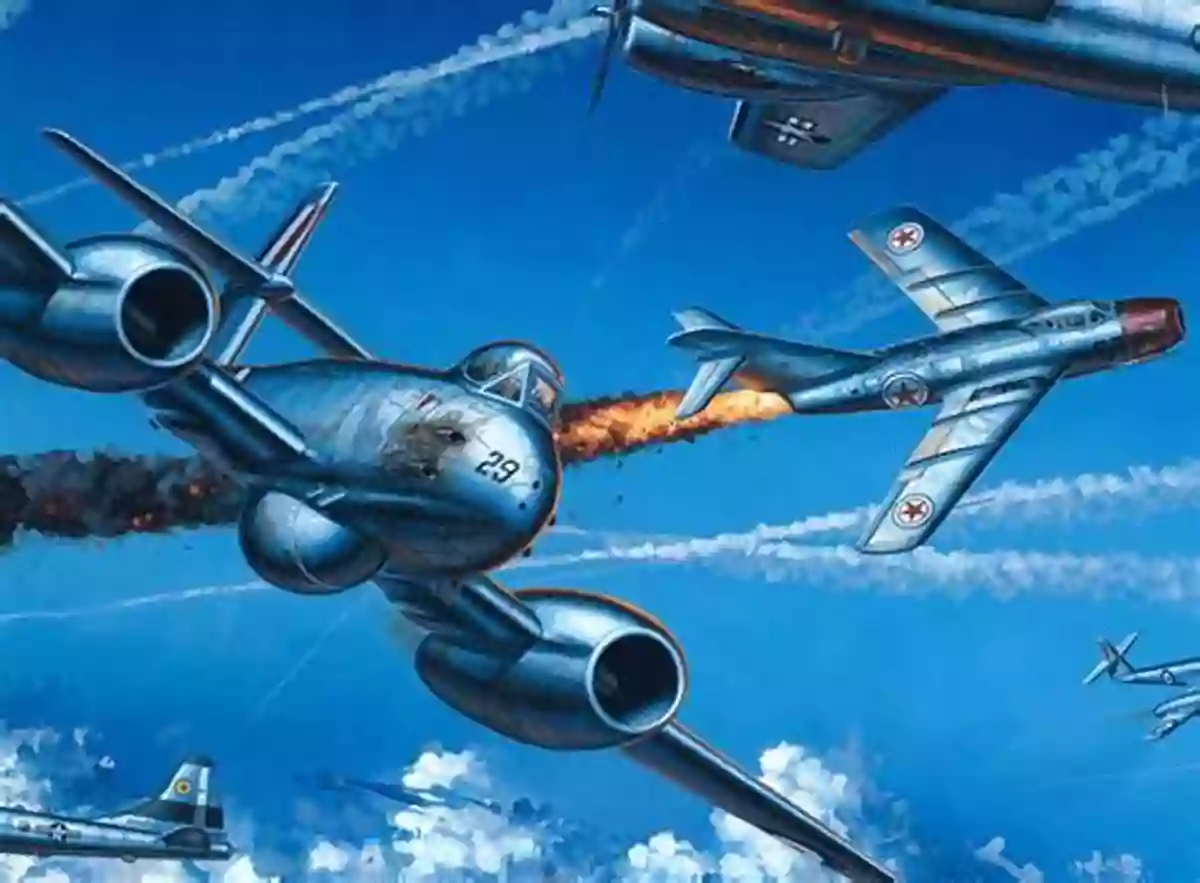 Intense Dogfight Between American And Korean Warplanes In Clear Blue Skies Combat Over Korea Philip D Chinnery