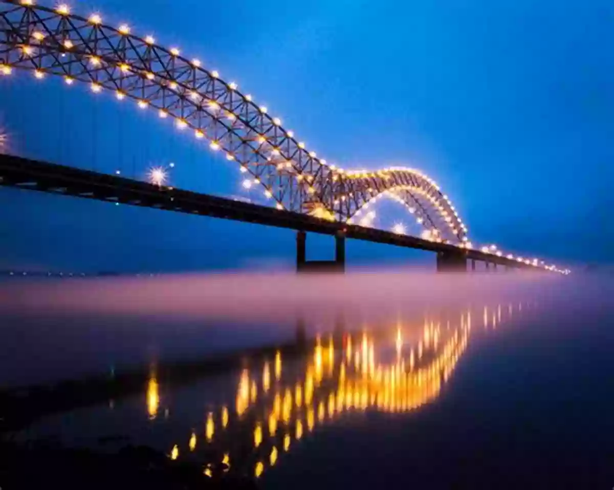 Nighttime Image Of Huey Long Bridge Illuminated, Reflecting On The Mississippi River Huey P Long Bridge (Images Of America)