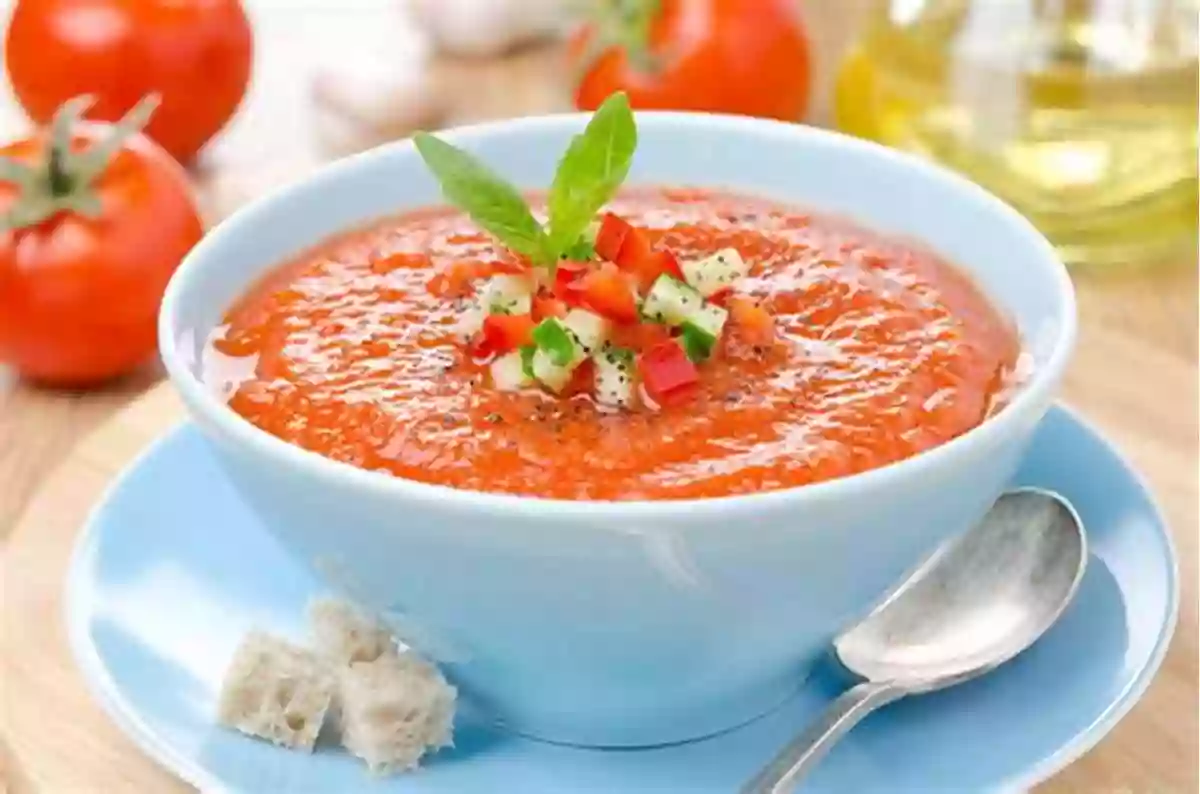 Refreshing Gazpacho Served With Fresh Vegetables And Bread Spanish Cooking: Top 50 Most Delicious Spanish Recipes A Spanish Cookbook (Recipe Top 50s 131)