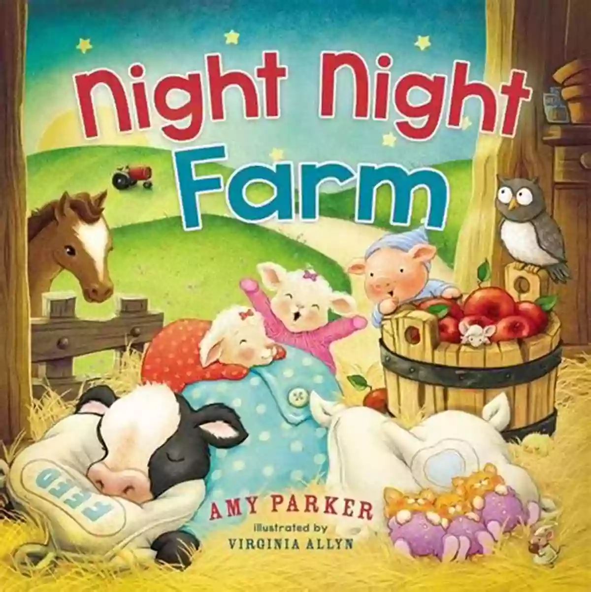 Sweet Bedtime Board Featuring Farm Animals And A Starry Night. Barnyard Bedtime: Snuggle Up On The Farm And Say Goodnight With This Sweet Bedtime Board