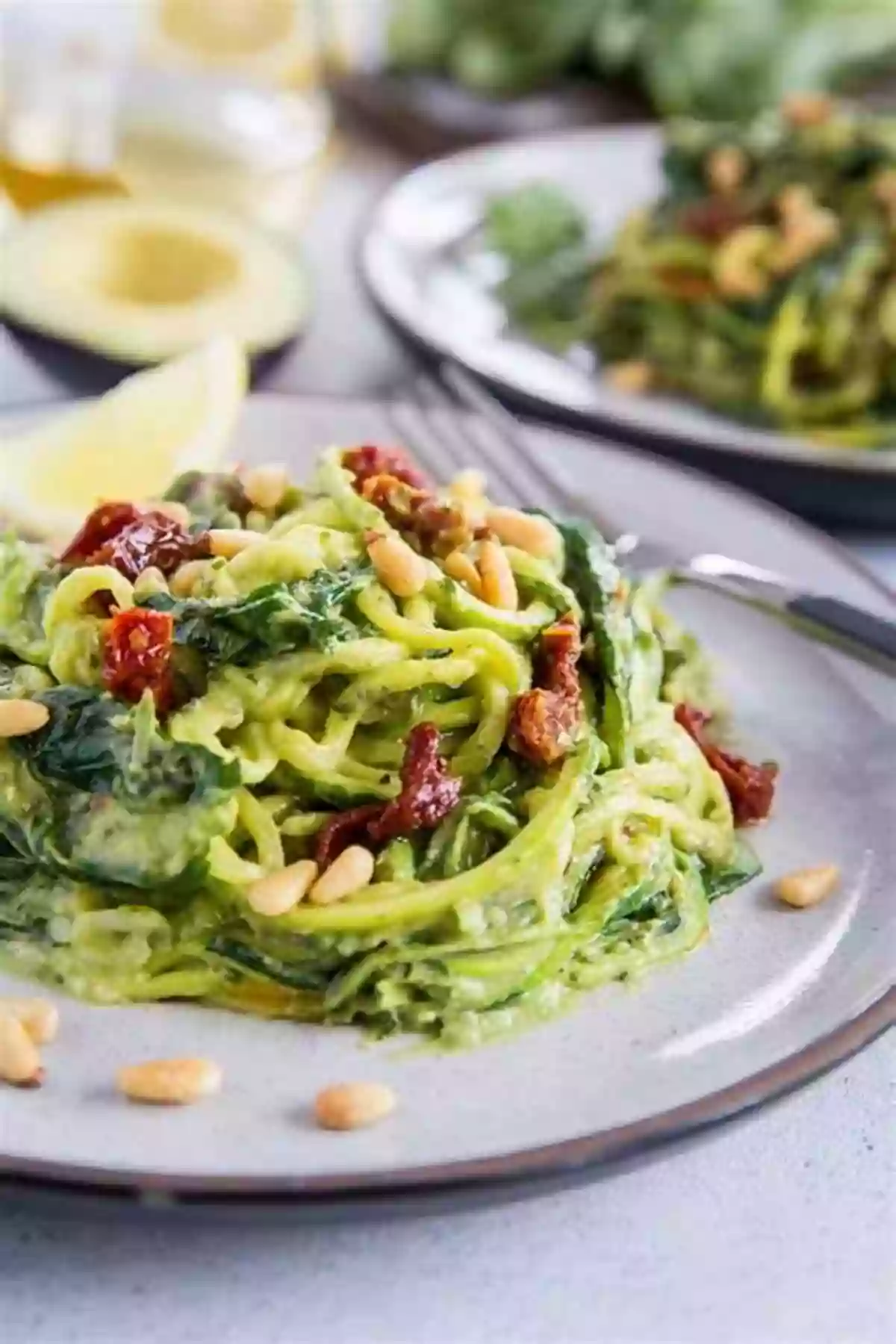 Zoodles With Pesto Sauce Garnished With Cherry Tomatoes And Pine Nuts New And Useful Recipes: A Collection Of Simple And Healthy Recipes